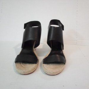 Womens 10.5 M Wedge Leather Sandals in Black by Vince Camuto LAMINDA Espadrille